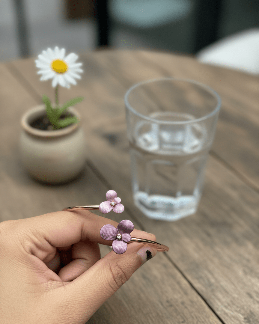 Rose Gold Velvet Bloom Adjustable Bracelet | RVK-11