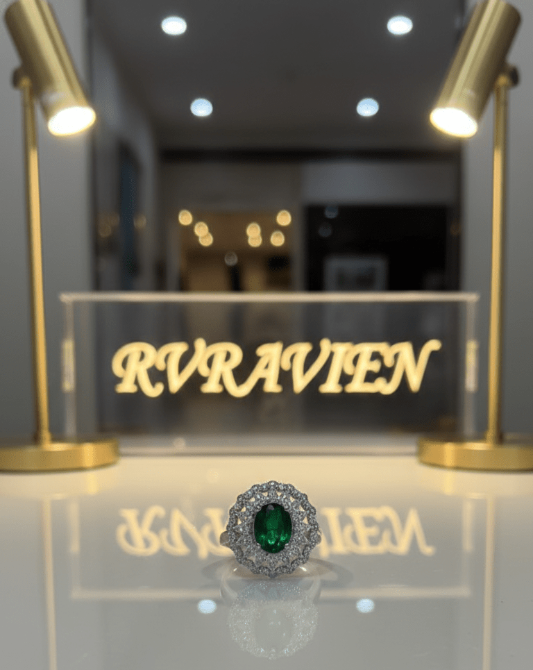 Silver Bloom Green Ring| RVRRR-20
