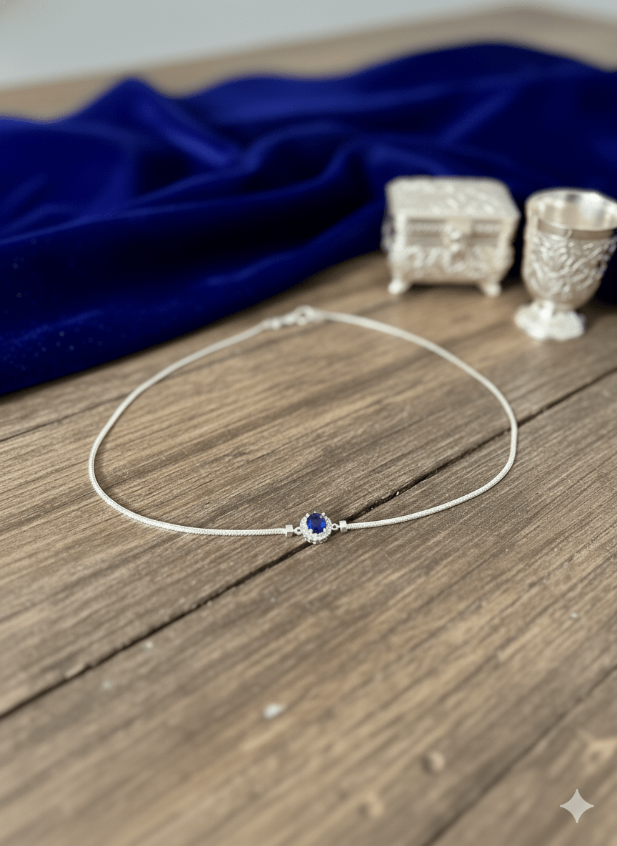 Silver Blue Aurora Anklet | RVA-14
