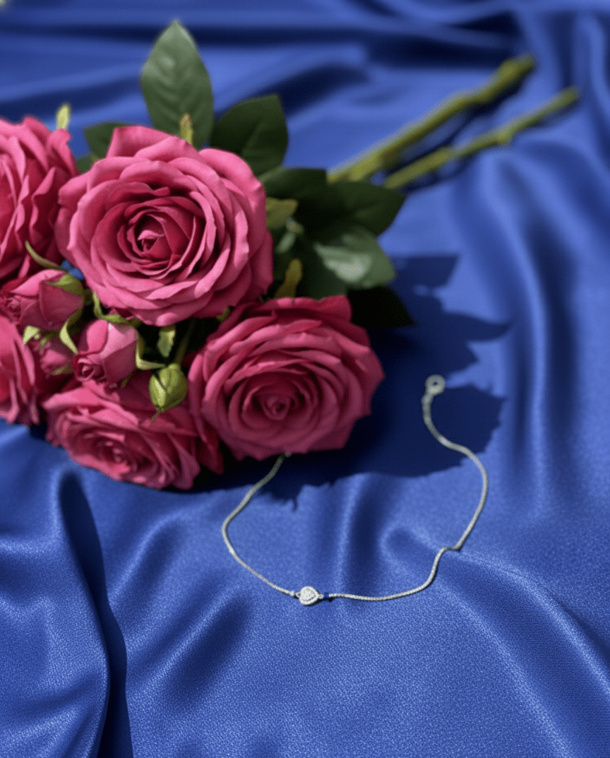 Silver Floral Mist Anklet | RVA-25