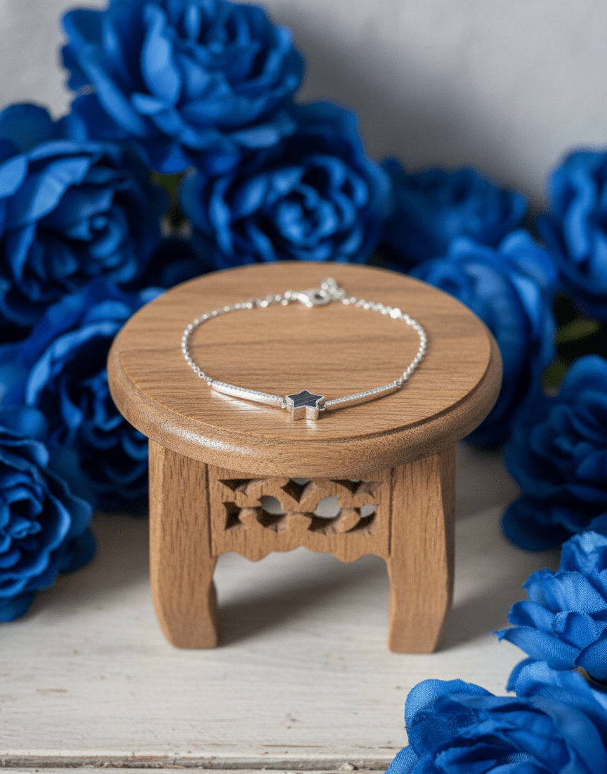 Silver Green Star Petal Bracelet | RVB48