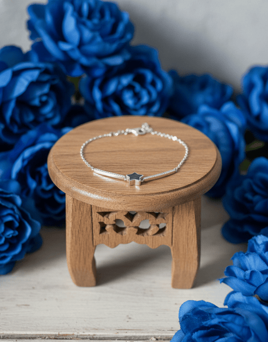 Silver Green Star Petal Bracelet | RVB48