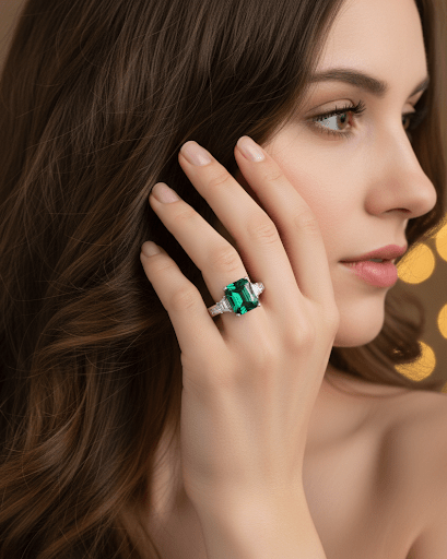 Silver GreenGleam Ring| RVRRR-39