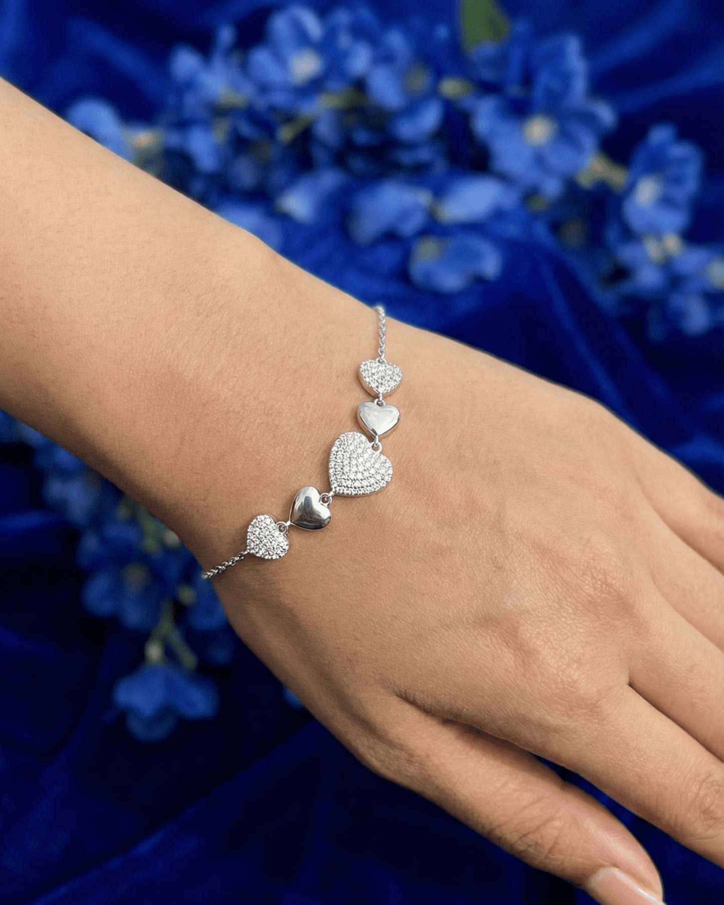 Silver Heart Diamond Bracelet | RVB50