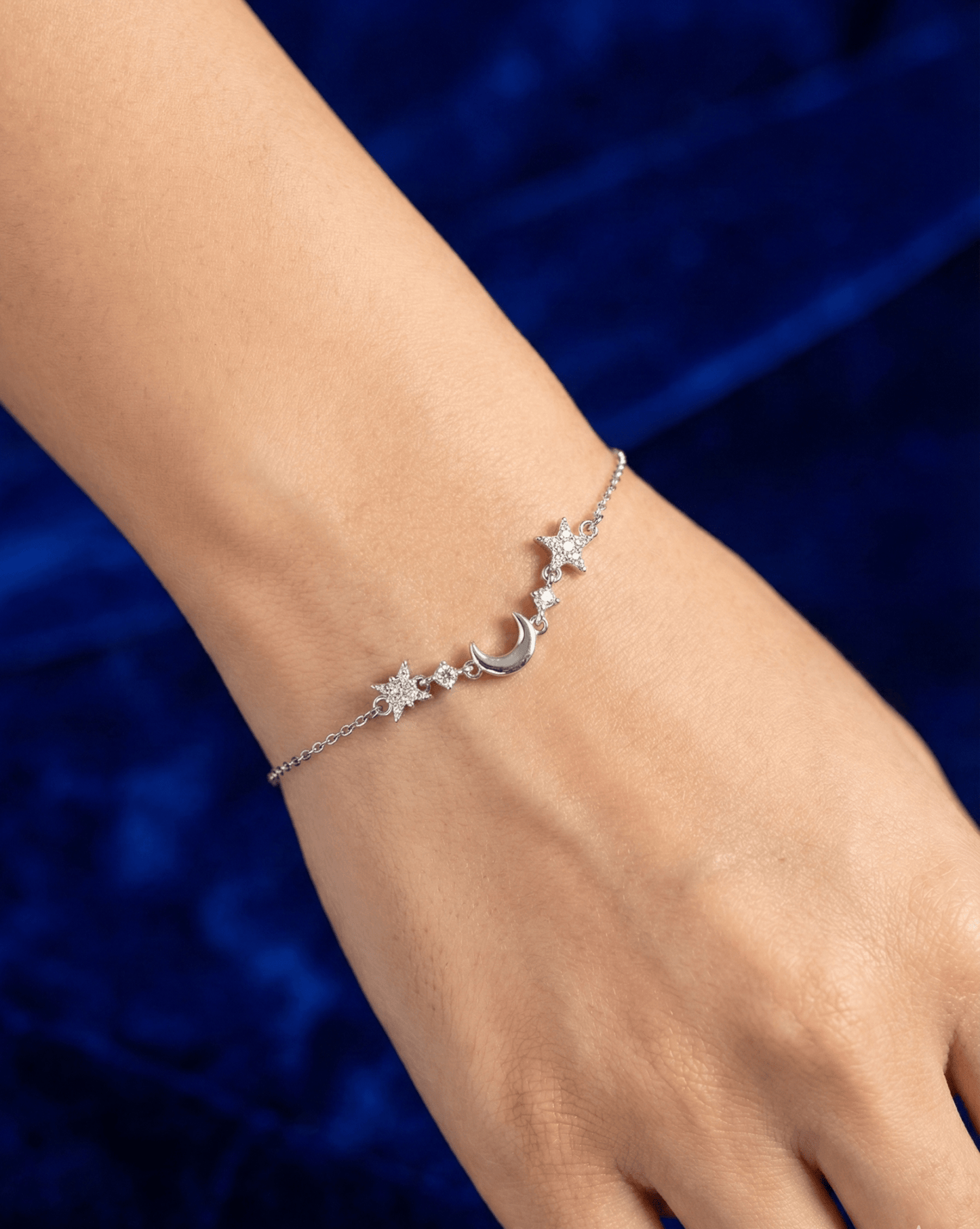 Silver Crystal Moon Bracelet|RVB53
