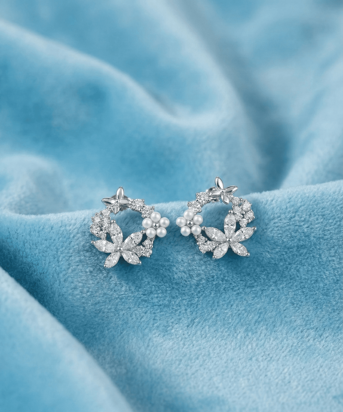 Silver Moonlit Petal Earrings | RVER-33