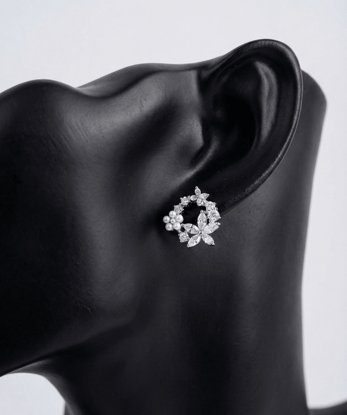 Silver Moonlit Petal Earrings | RVER-33