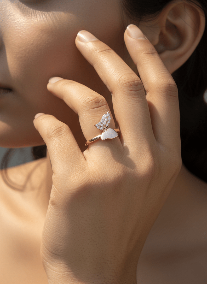 Silver Opaline Crown Ring | RVR-20