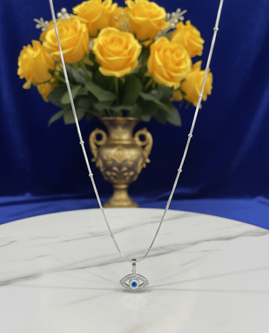 Silver Serenity Evil Eye Pendant|RV-6