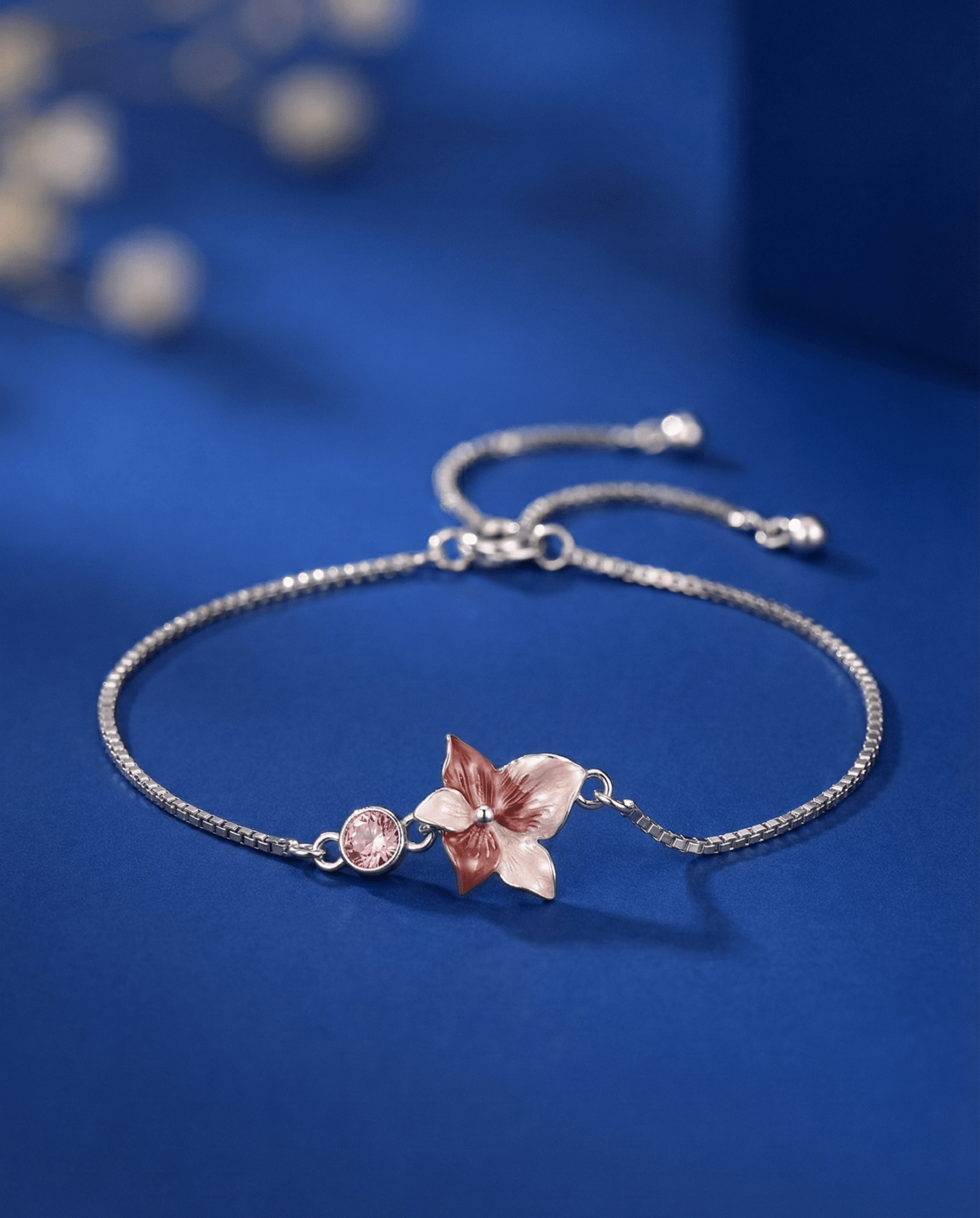 Silver Soft Petaline Charm Bracelet|RVB-4