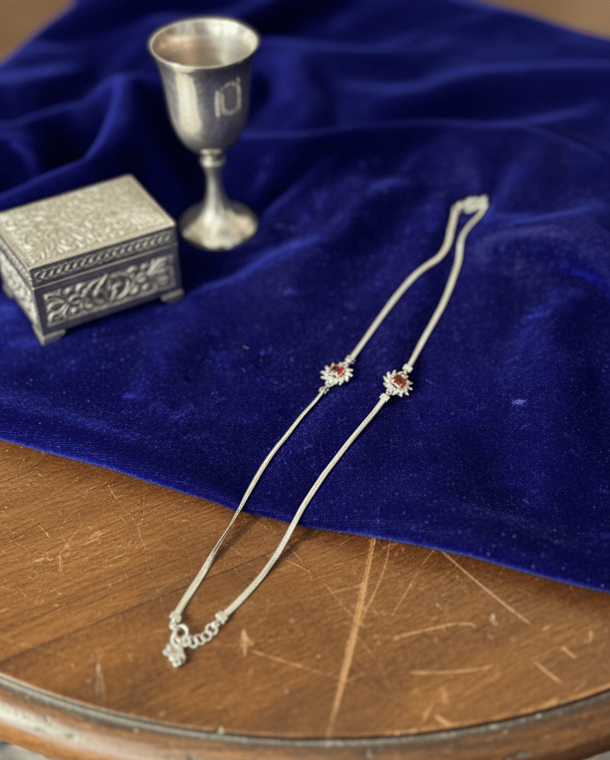 Silver Sun Rose Anklet | RVA-10
