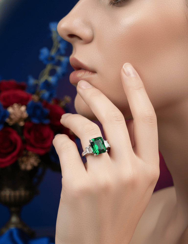 Silver Sunset Green Ring| RVRRR-36