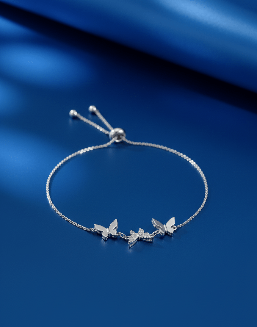 Silver Crystal Butterfly Bracelet | RVB-54