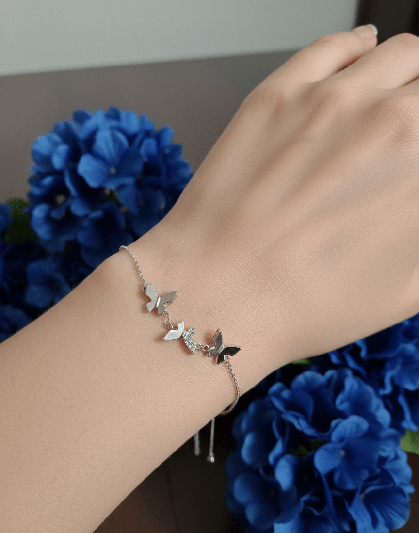 Silver Crystal Butterfly Bracelet | RVB-54