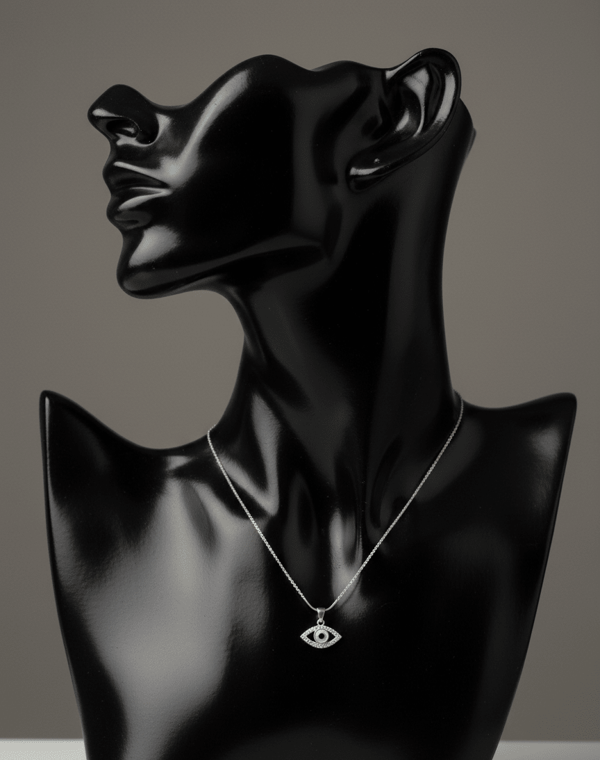Silver Whisper Evil Eye Pendant|RV-5