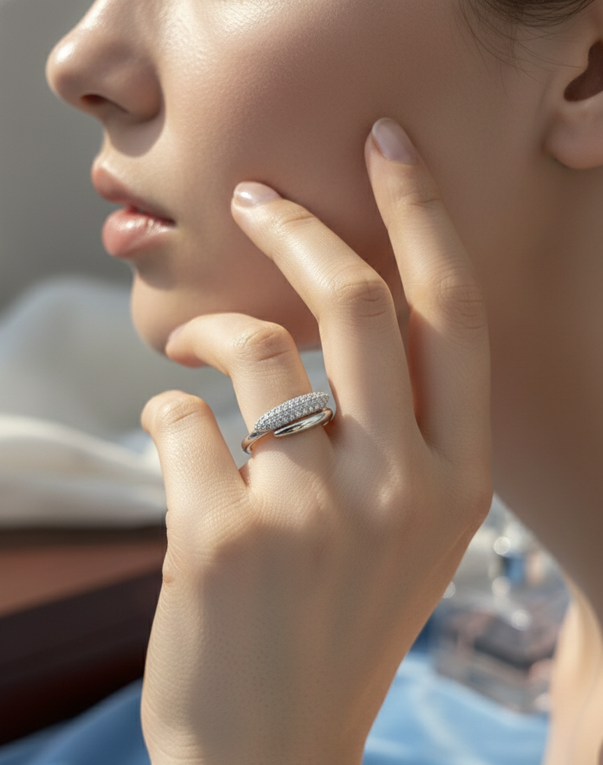 Silver Crystal Dew Ring | RVR-29